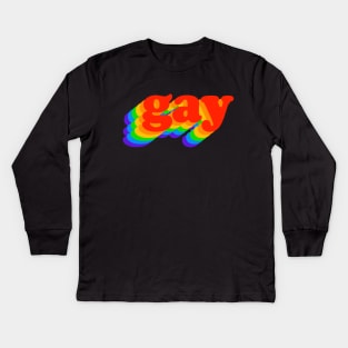 Gay Rainbow - Typographic LGBT Pride Kids Long Sleeve T-Shirt